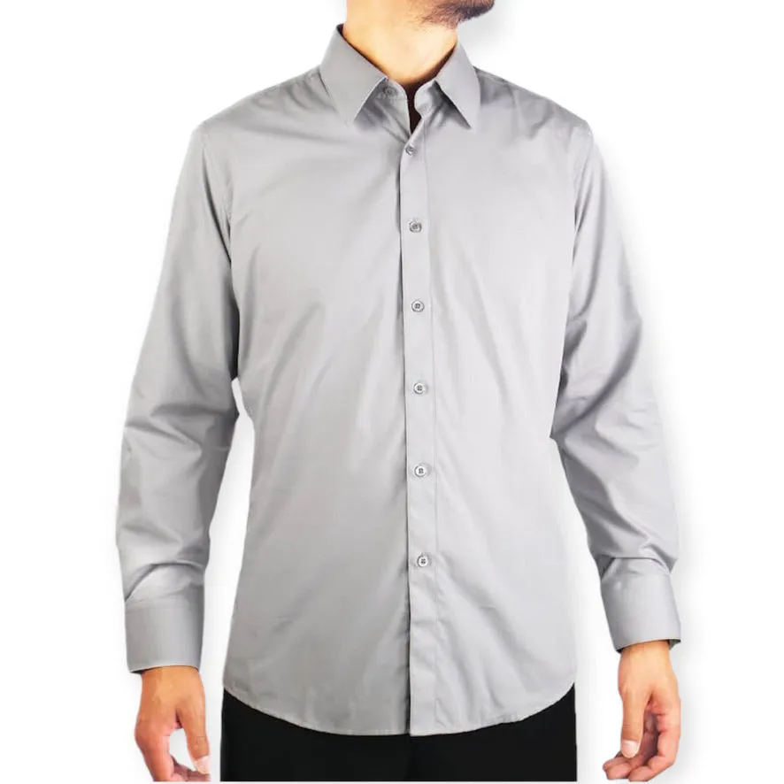 AMANTI: Slim Dress Shirt Silver