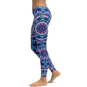 Colorful Blue Mandala Leggings