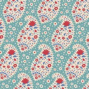 Fabric JUBILEE-TEARDROP TEAL by TILDA, TIL100556