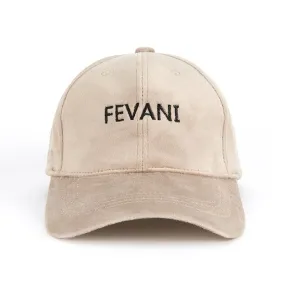 Fevani Baseball Cap in Velour Beige/ Black