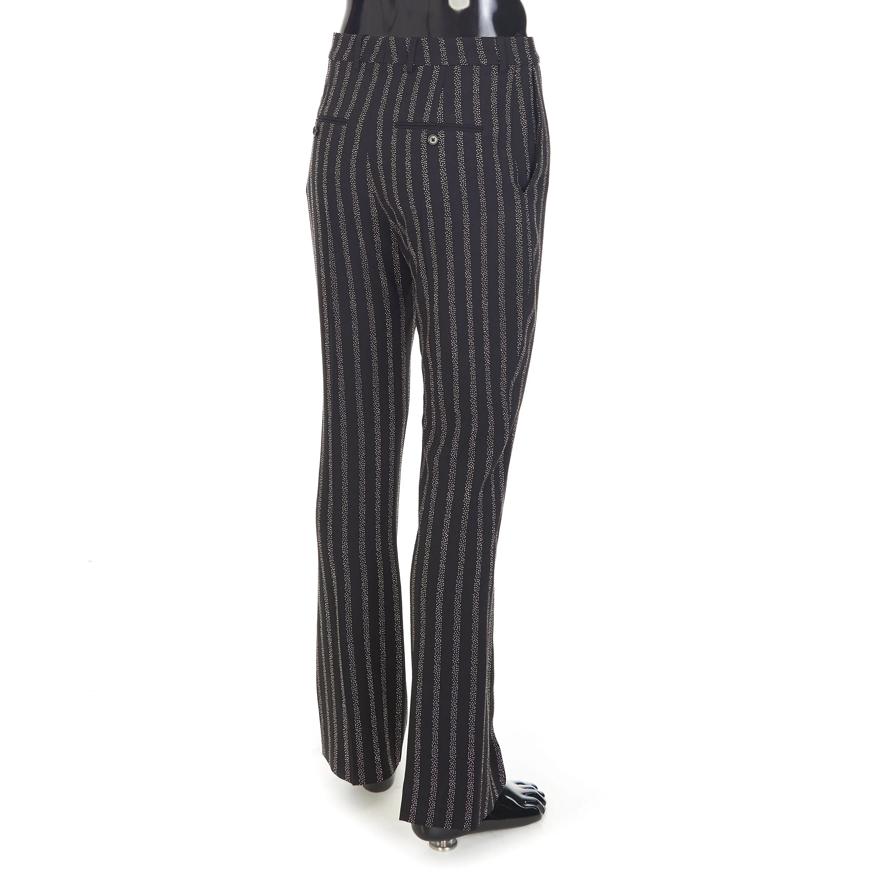 Flared Cropped Pants In Viscose Sablé - Studded Stripes