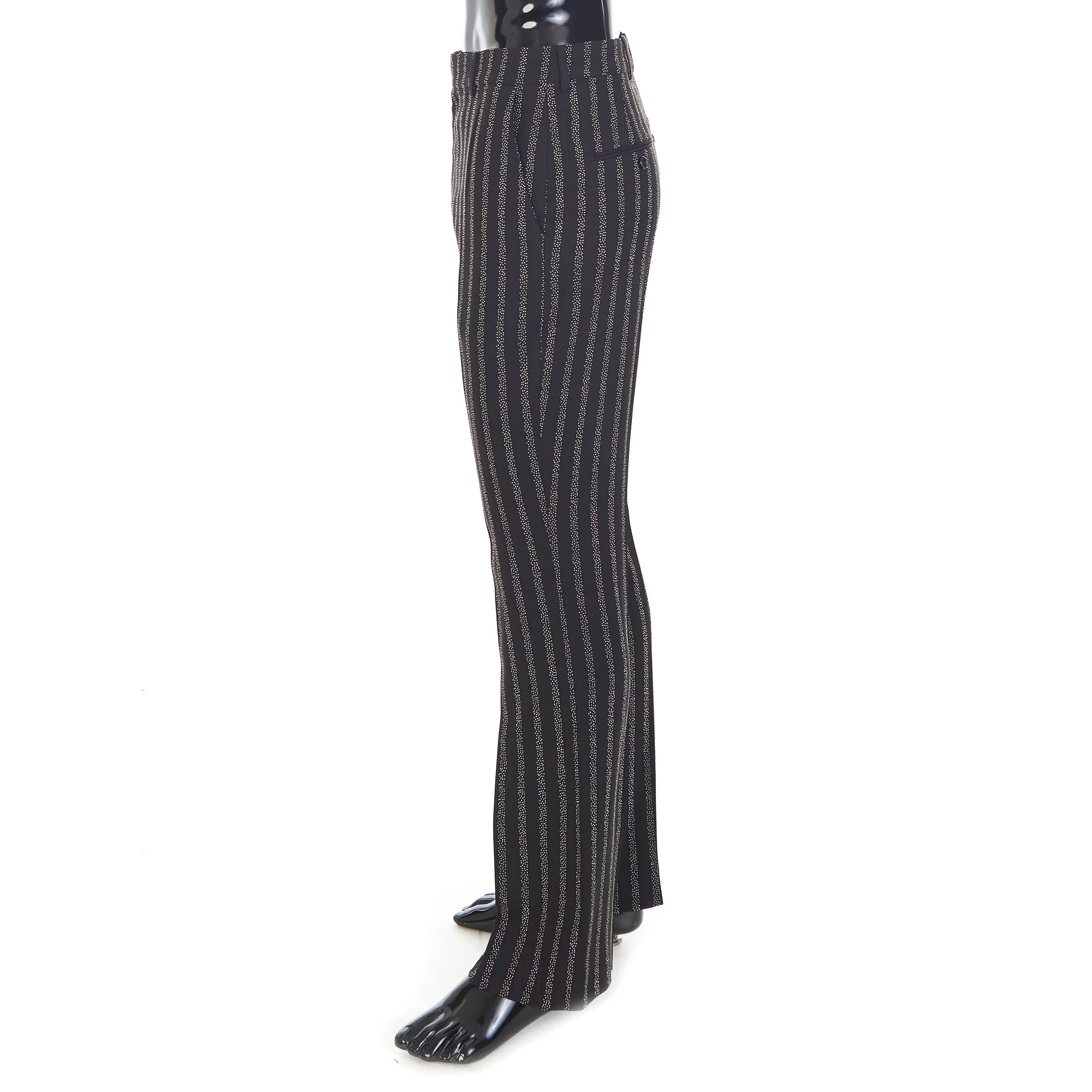 Flared Cropped Pants In Viscose Sablé - Studded Stripes