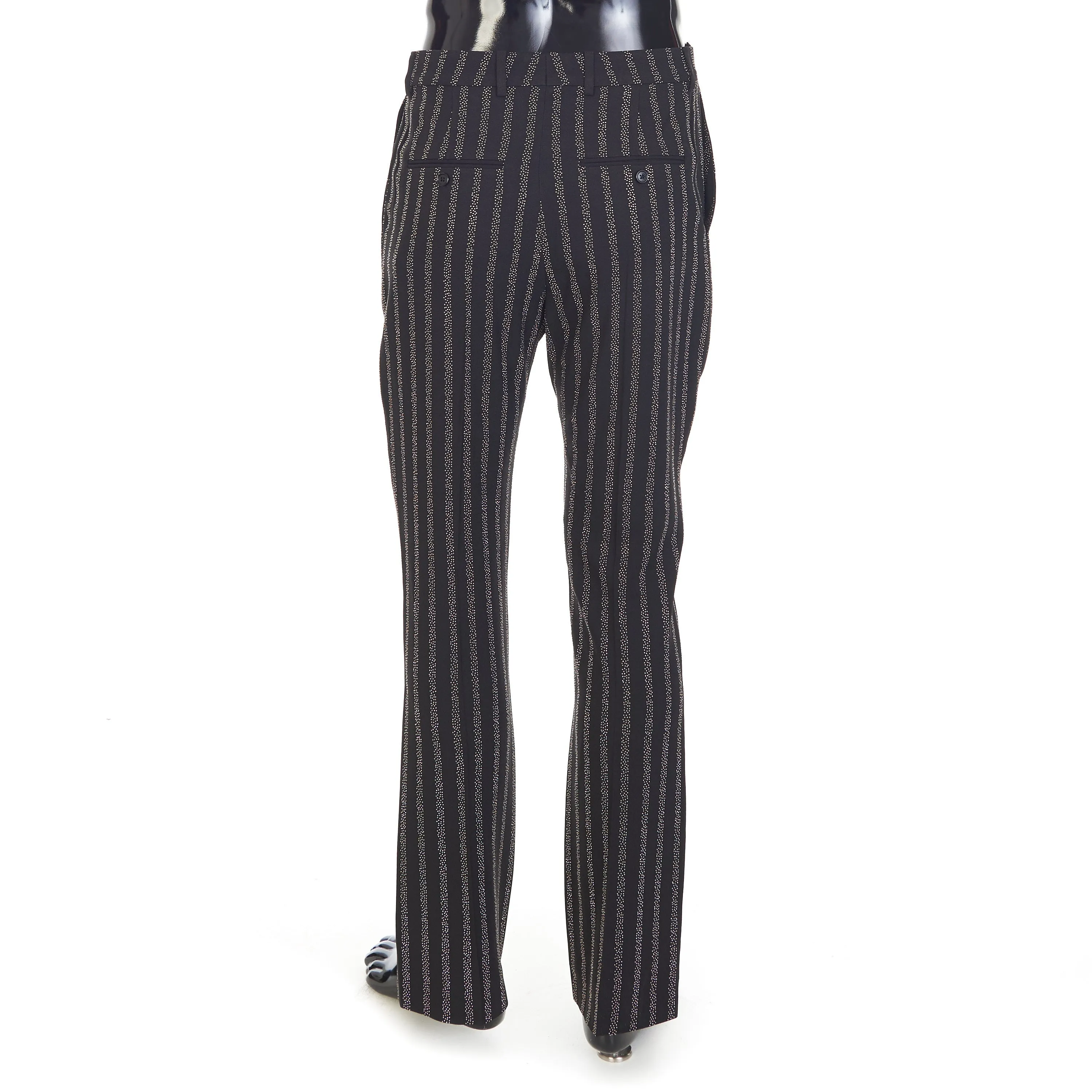 Flared Cropped Pants In Viscose Sablé - Studded Stripes