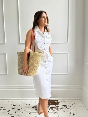 Linen Sleeveless Midi Dress- FINAL SALE