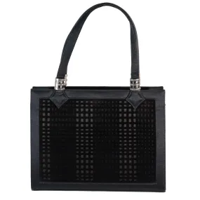 MARTIN VAN SCHAAK Black Velvet Grid Pattern Handbag