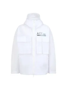 Men s Gradient Logo Nylon Hooded Jacket White 271746