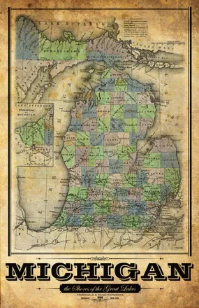 Michigan Vintage Remixed Map