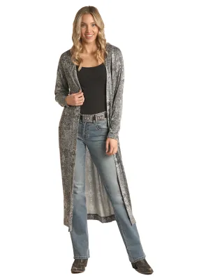 Panhandle Slim® Women's Black Southwest Print Long Sleeve Sweater Duster